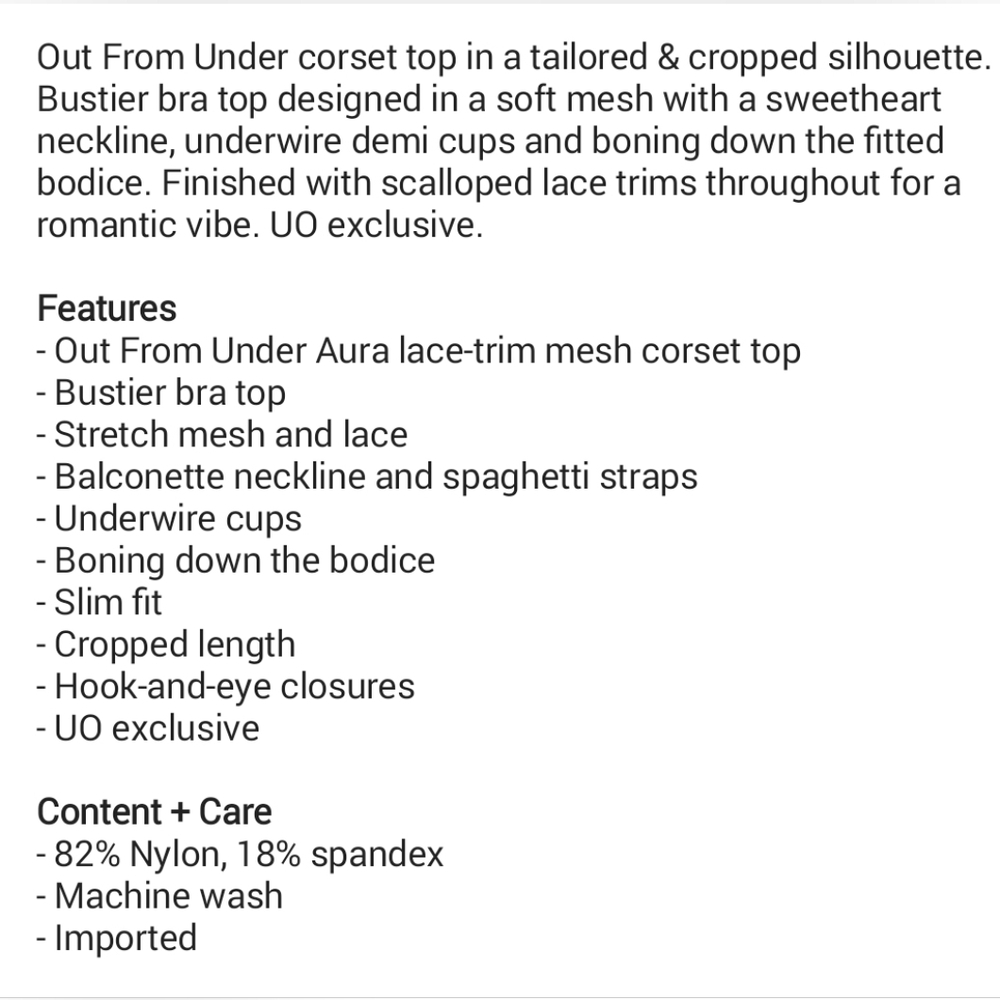 UO Out From Under Aura Lace Trim Corset Top - Picture 5 of 5